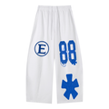 Heavyweight Wide Leg ESPOIR blue and white Panel Sweatpants